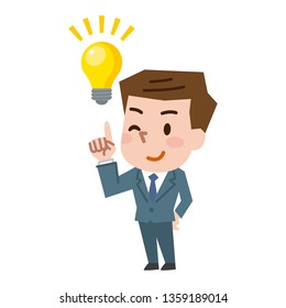 businessman having ideas while pointing finger vector illustration