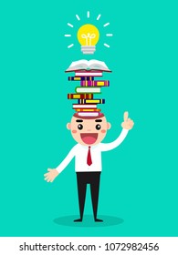 Empresario con conocimientos y ideas para el éxito del negocio. ilustración vectorial. 