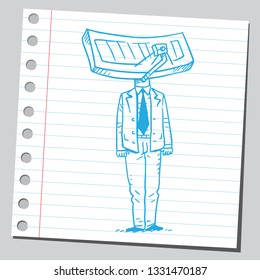 Businessman having radar antenna instead of his head