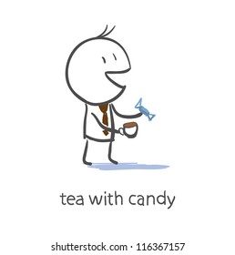 Businessman Having Tea