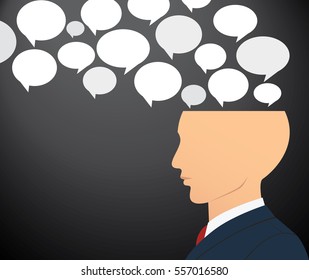 businessman head with chat box vector