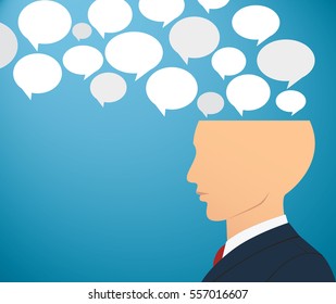 businessman head with chat box vector