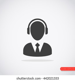 Businessman head in headphones icon