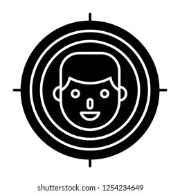 Businessman head inside target vector illustration, solid design icon