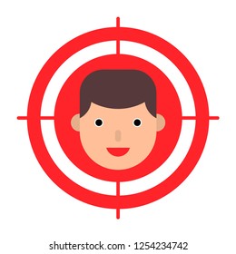 Businessman head inside target vector illustration, flat design icon
