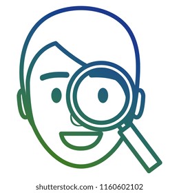 businessman head with magnifying glass
