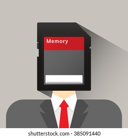 businessman head memory card flat icon vector illustration eps 10