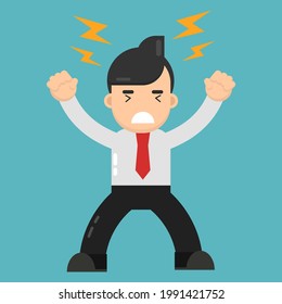 businessman headachace due to work stress illustration vector graphic