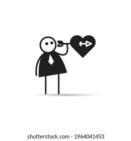 businessman and heart icon vector