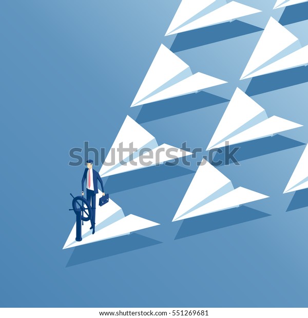 Businessman Helm Stands Head Squadron Paper Stock Vector (Royalty Free) 551269681