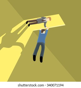 Businessman help each other even think the different 
