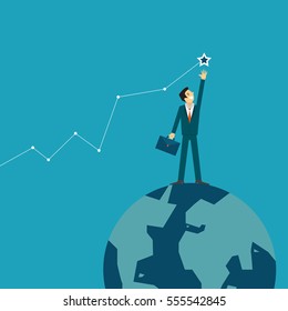 businessman is helping hand to success. business concept illustration.