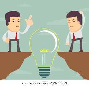 Businessman helping a man to cross an abyss. Vector illustration Eps10 file.