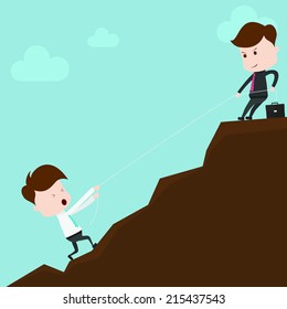 businessman helping team.