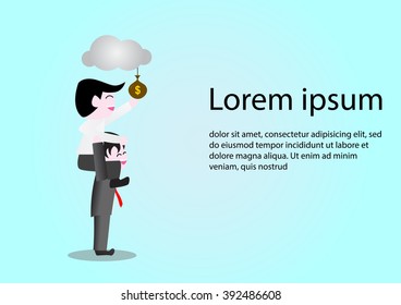 The businessman helps the partner to be success. Vector