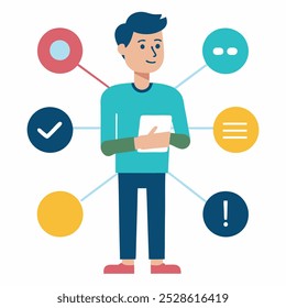 a businessman and her business vector art illustration 