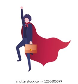 businessman with hero cape avatar character