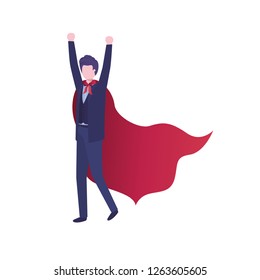 businessman with hero cape avatar character