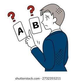 Businessman Hesitating While Choosing Between Two Options Illustration
