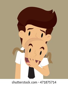 Businessman hiding a mask. vector