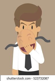 Businessman hiding a mask. vector