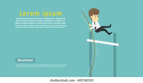 Businessman High jump over a barrier.Cartoon of business success in the concept of the man character business, can be used as a background, banner, infographics. illustration vector