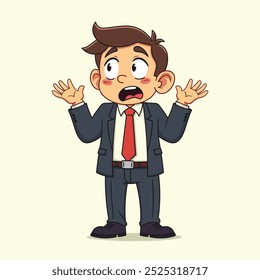 Businessman with his arms raised in a gesture of surprise