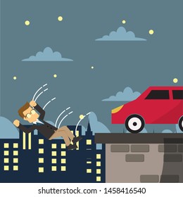 businessman hit by a car vector illustration 