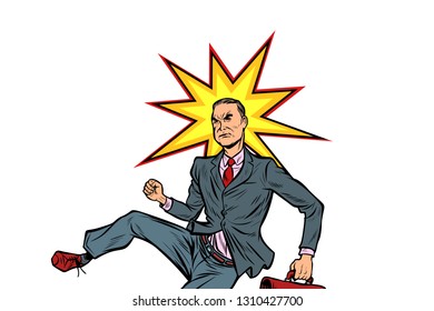 businessman hit on the head. Pop art retro vector illustration vintage kitsch