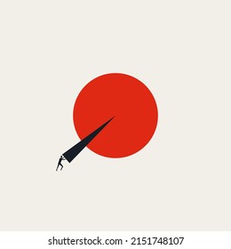 Businessman hits target, vector concept. Symbol of success, achievement, strategy. Minimal design eps10 illustration