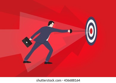 Businessman hitting a target - Business concept illustration