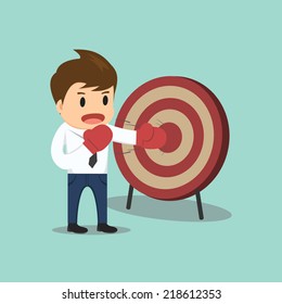 Businessman hitting the target vector illustration 