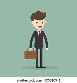businessman hold bag in flat design