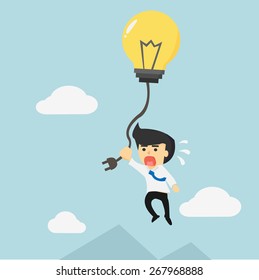 Businessman hold Balloon light bulb pic 