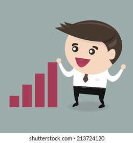 Businessman hold bar chart
