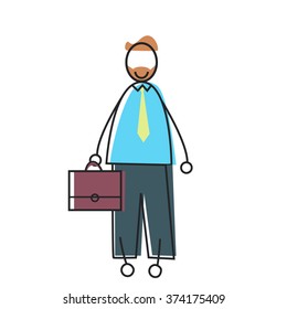 Businessman Hold Briefcase Business Man Sketch Vector Illustration