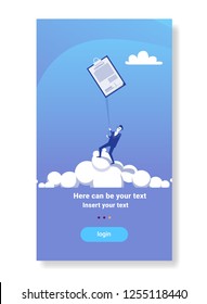 businessman hold clipboard document folder business contract concept flat vertical copy space