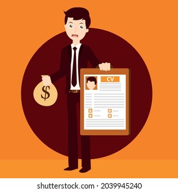 businessman hold cv and contract job opportunity