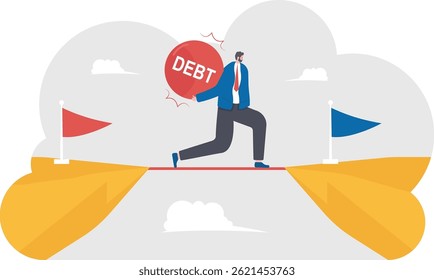 Businessman hold debt burden and house,

