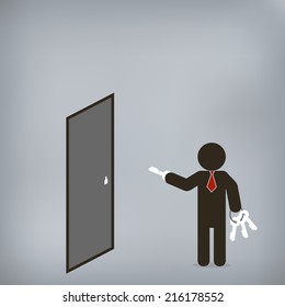 Businessman hold the key to success, Vector illustration for concept, presentation.