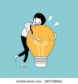 Businessman hold  light bulb, vector illustration for graphic design