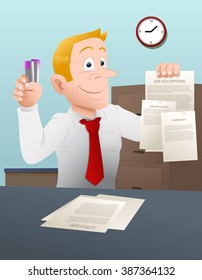 businessman hold a note in his hands close-up on a office background