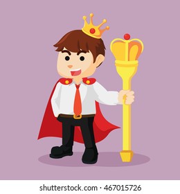 businessman hold royal stick