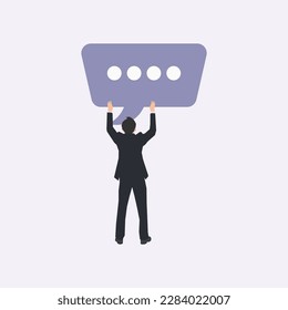 Businessman hold the speech bubble design vector illustration