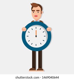 businessman holding alarm clock for deadline business concept symbol isolated vector illustration
