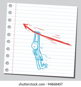 Businessman holding arrow