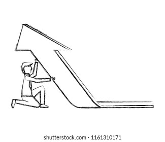businessman holding arrow growth business