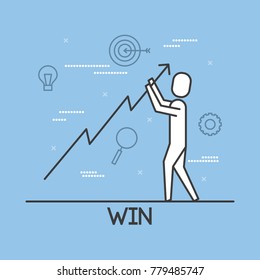 businessman holding the arrow up win work