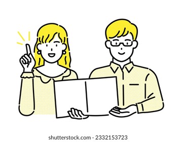 Businessman holding banner card vector illustration, marketing, business concept