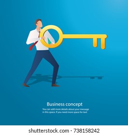 businessman holding the big key vector 